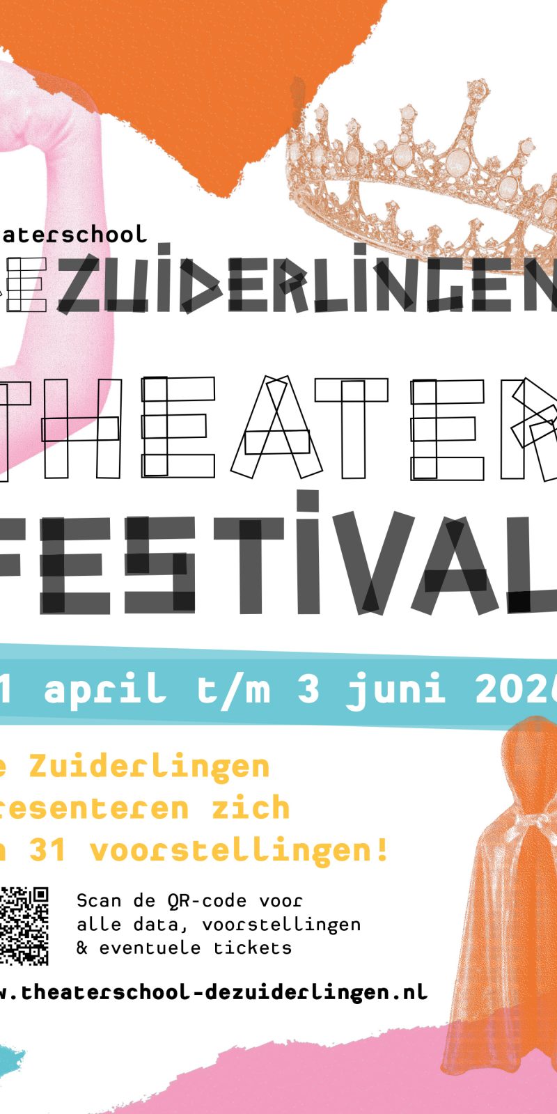 Theaterschool de Zuiderlingen theaterfestival 2026 A3 poster